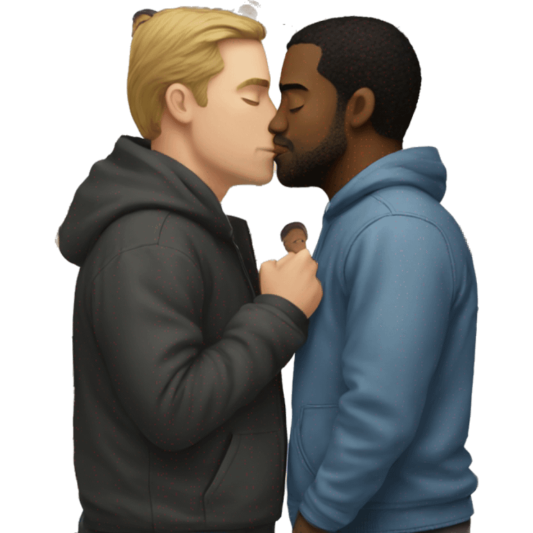 White man and black man kissing  emoji