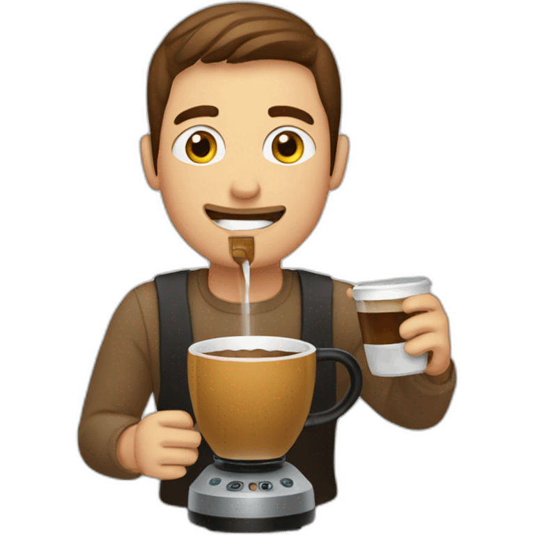 Man drinking directory in the coffee maker emoji