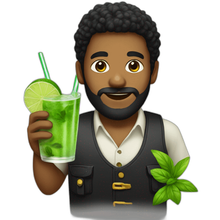 black beard boy with mojito emoji