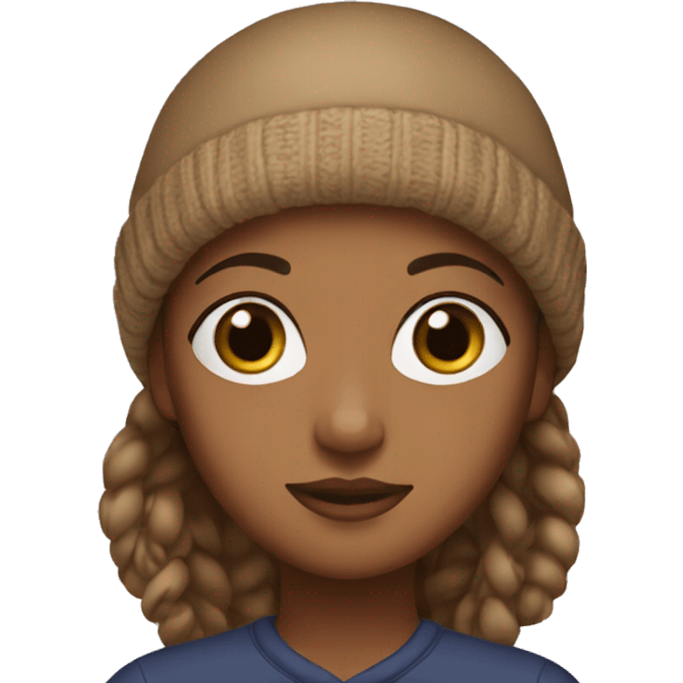 brown girl with beanie on emoji