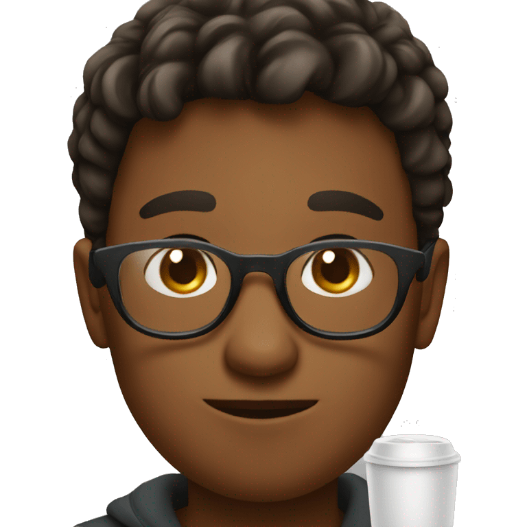 a boy in glasses drinking tea emoji