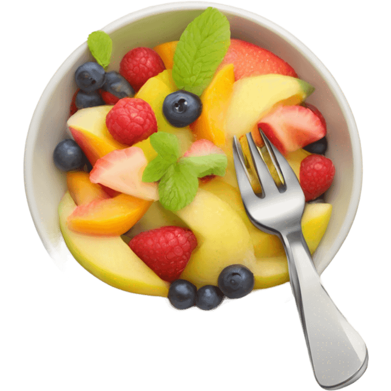 Fruit salad with a fork sticking out of it  emoji