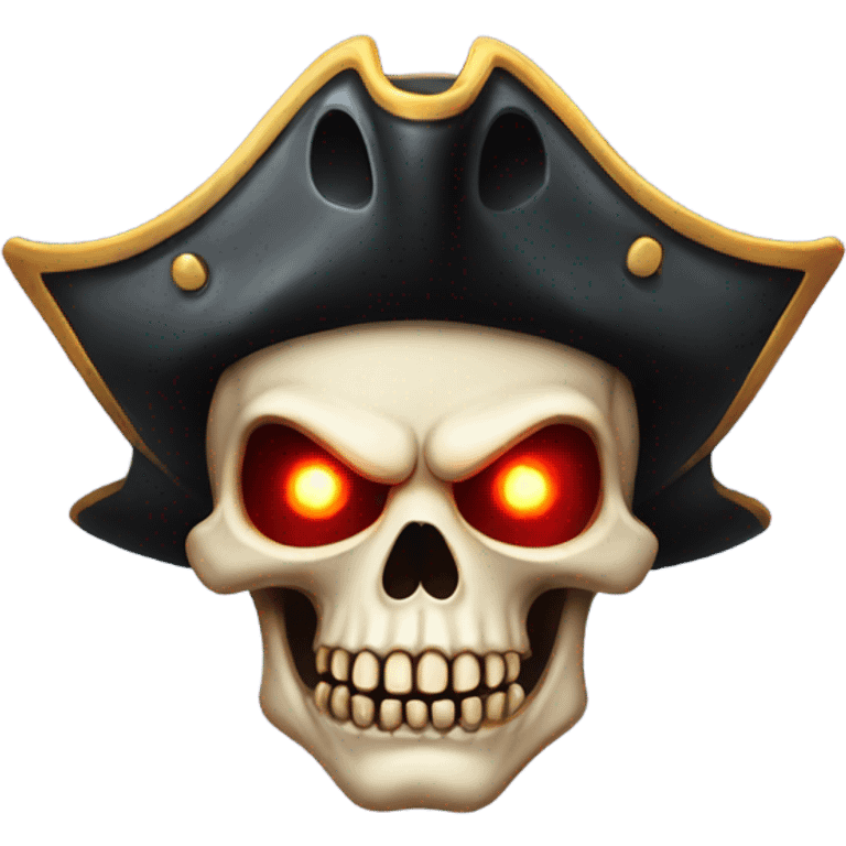 Scary pirate skull with glowing red eyes emoji