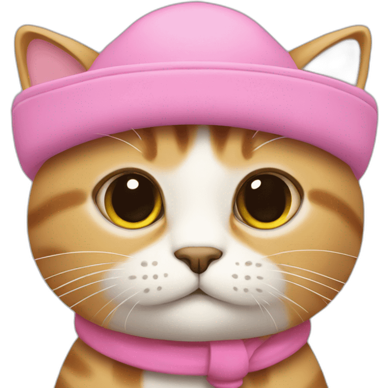 Un gato con gorro rosa emoji