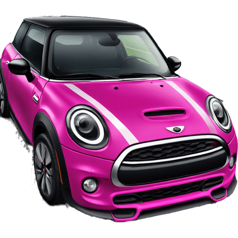 All black mini cooper se with hot pink stripes emoji