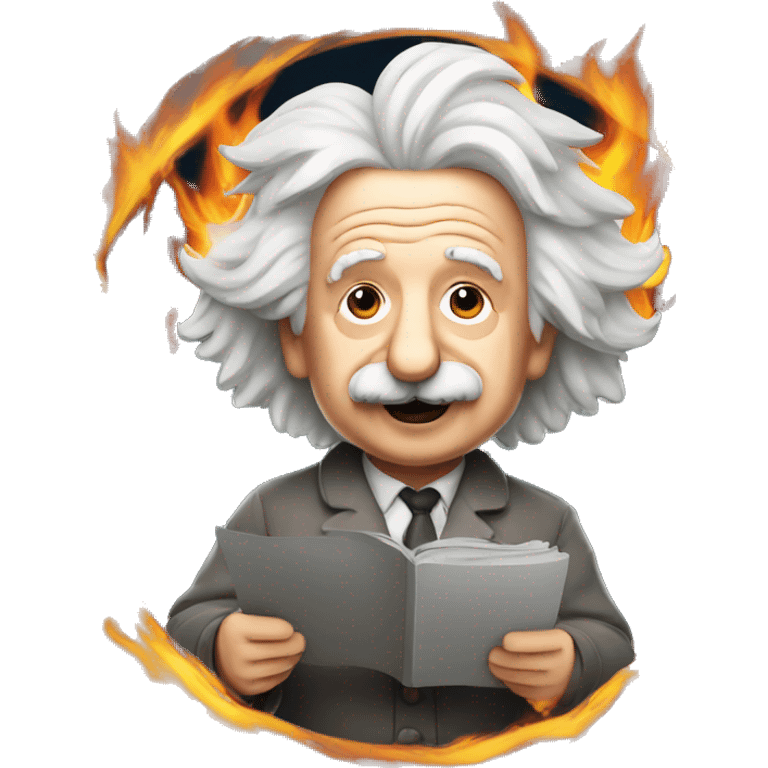 albert einstein holding fire emoji