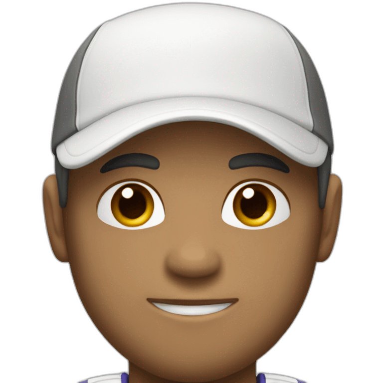 Tennisplayer male, gray hear, white cap emoji