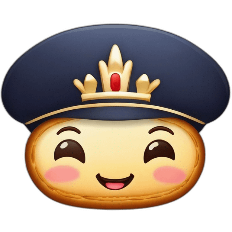 baguette with a french cap and a crown emoji