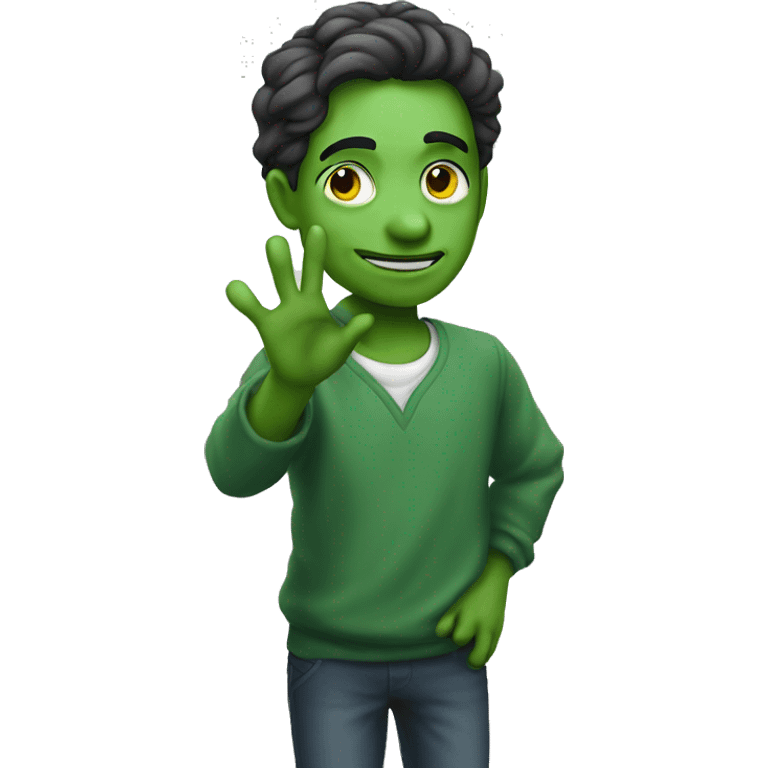 guy with green skin salutes emoji