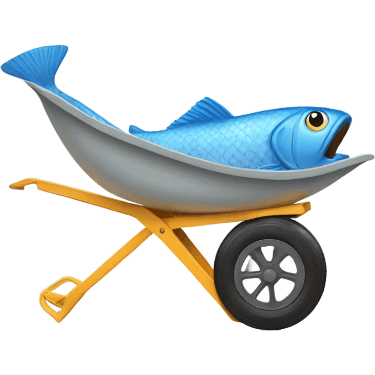 Fish surfing on a wheelbarrow  emoji