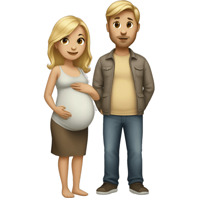 Blonde pregnant woman brown haired man emoji