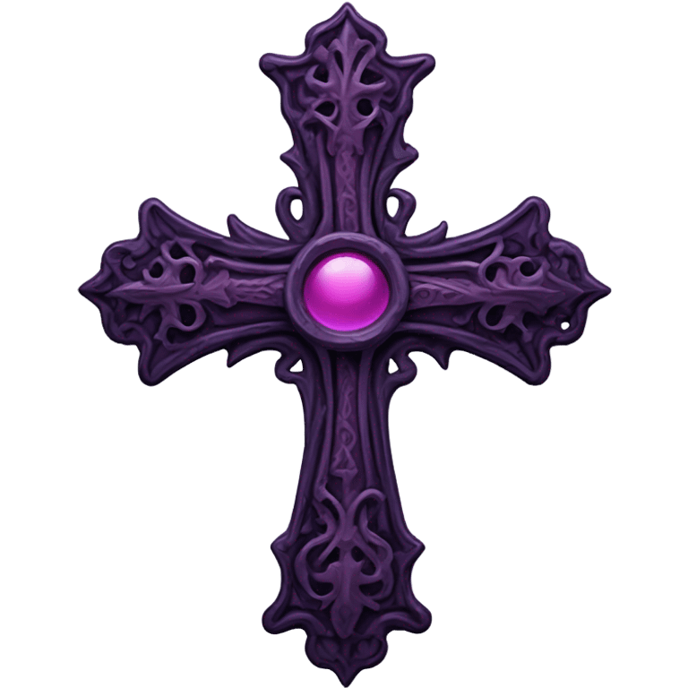 Gothic aesthetic cross in dark purple with dark pink accents  emoji