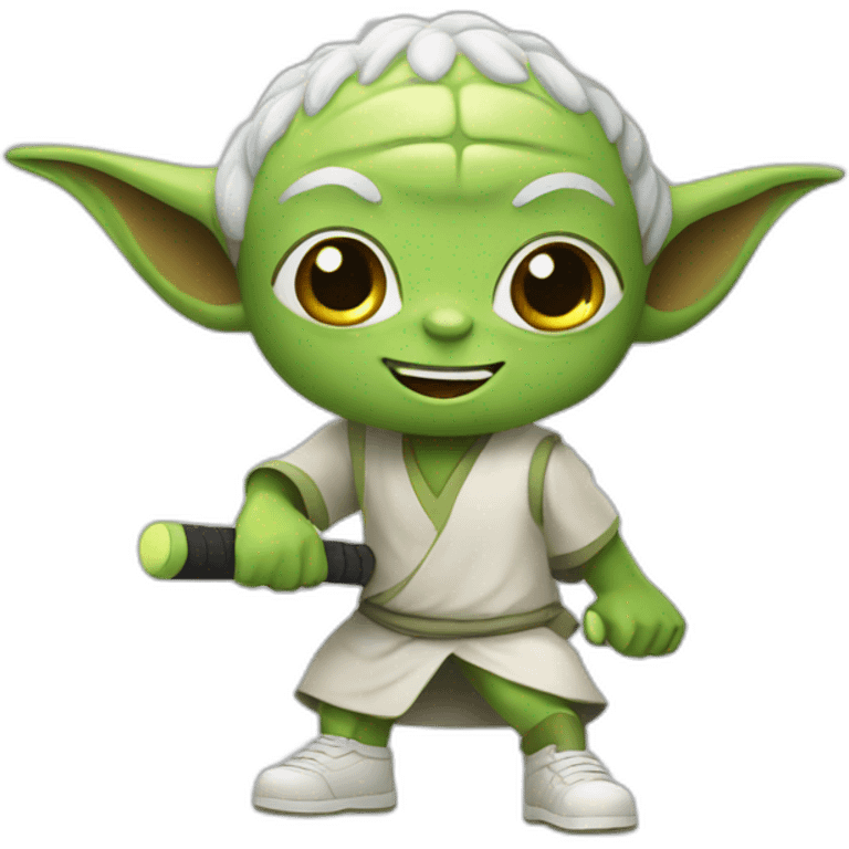 Happy Yoda tennis player emoji