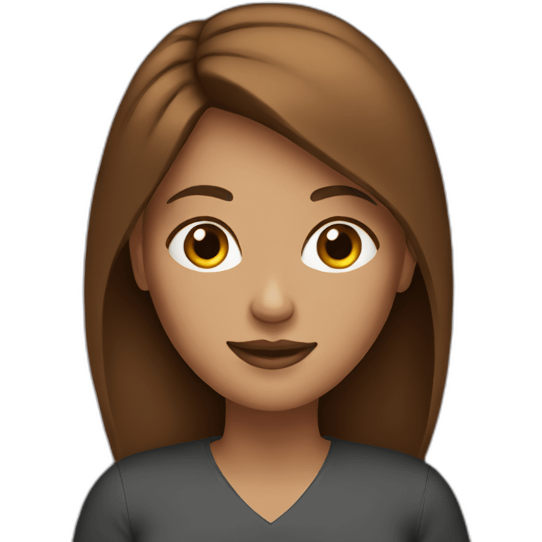 Woman brown hair with macbook emoji