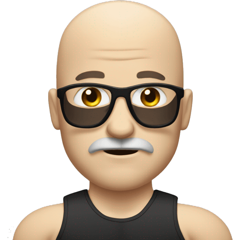 white bodybuilder with baldness and black mustache emoji