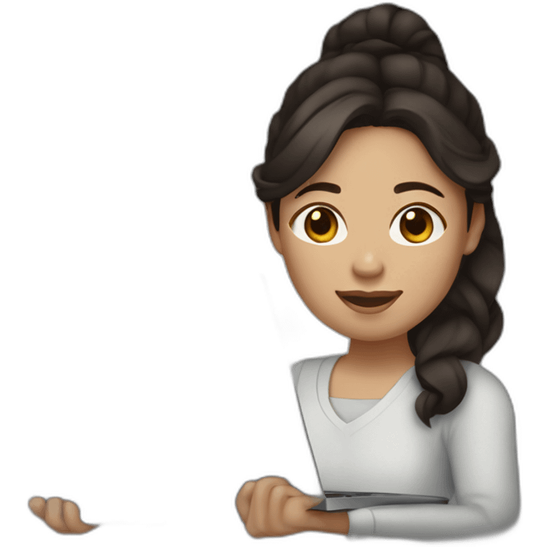 filipina with freckles holding laptop wavy dark brown hair emoji