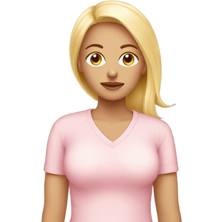 postpartum pain. blonde woman. light pink shirt emoji