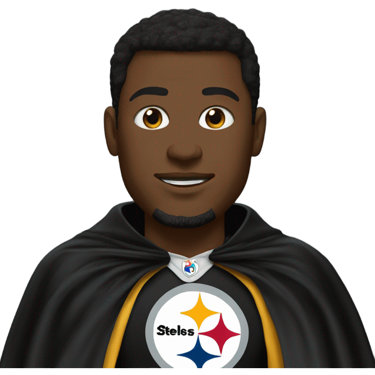 Pittsburgh Steelers player in uniform with black cape. emoji