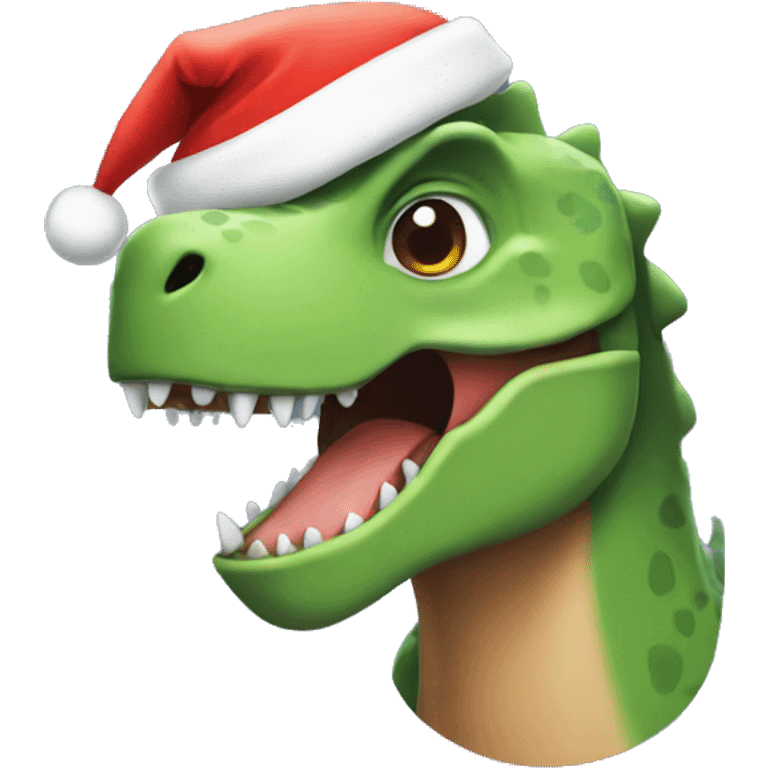 Dinosaur with Christmas hat  emoji