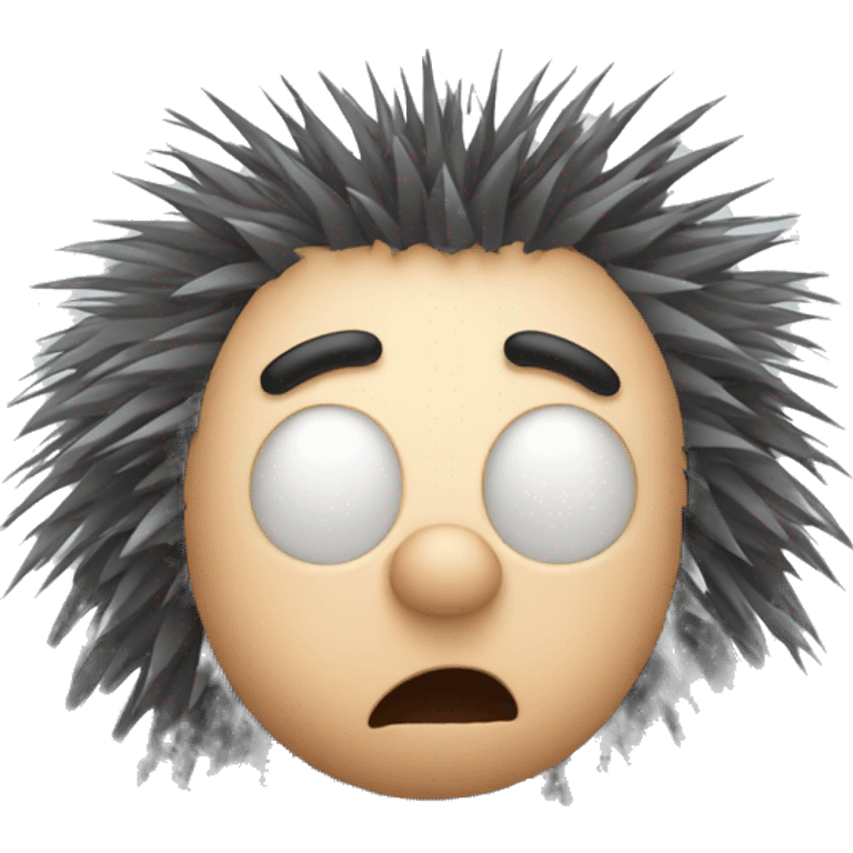 Porcupine man looking shocked static hair crouched down emoji