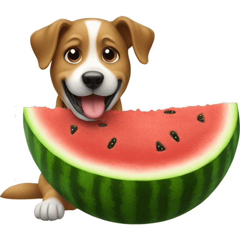 Dog eating watermelon emoji