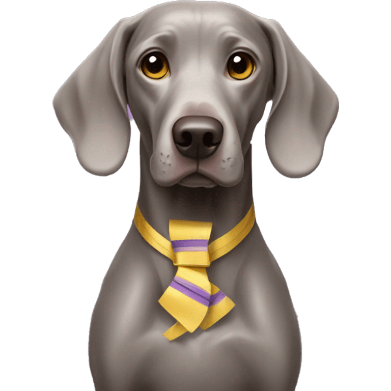 Weimaraner with a ribbon on its head emoji