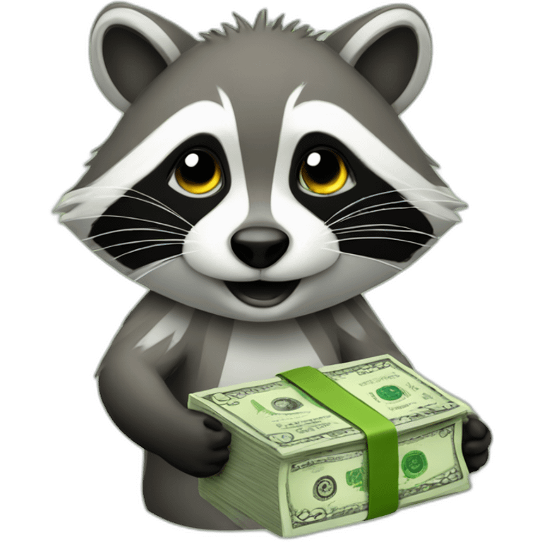 a racoon with money emoji