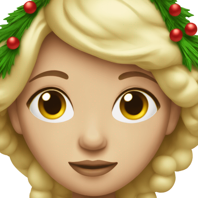 blonde pregnant woman at the Christmas tree emoji