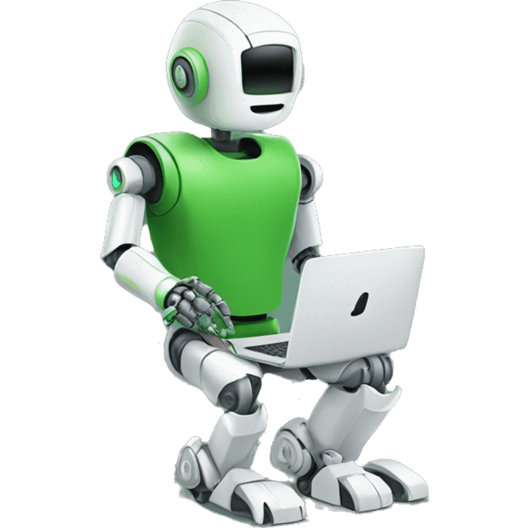 robot in laptop wearing green t-shirt emoji