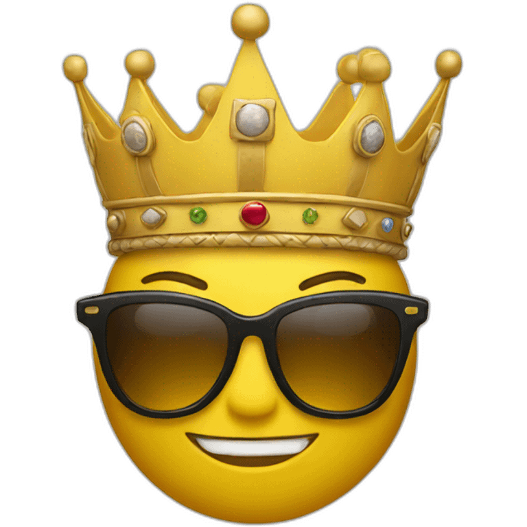 yellow man with sunglasses and a crown emoji