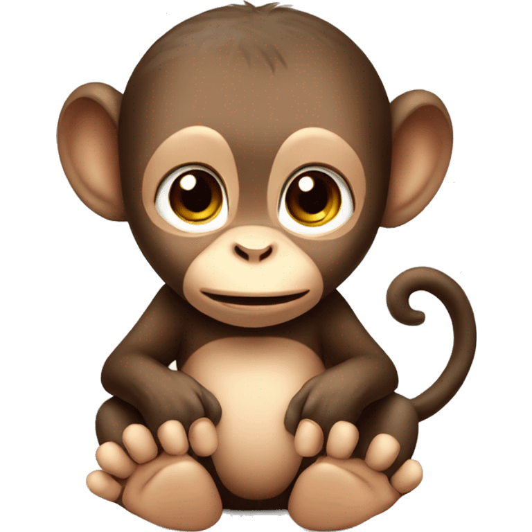 Cute baby monkey with hands over mouth emoji