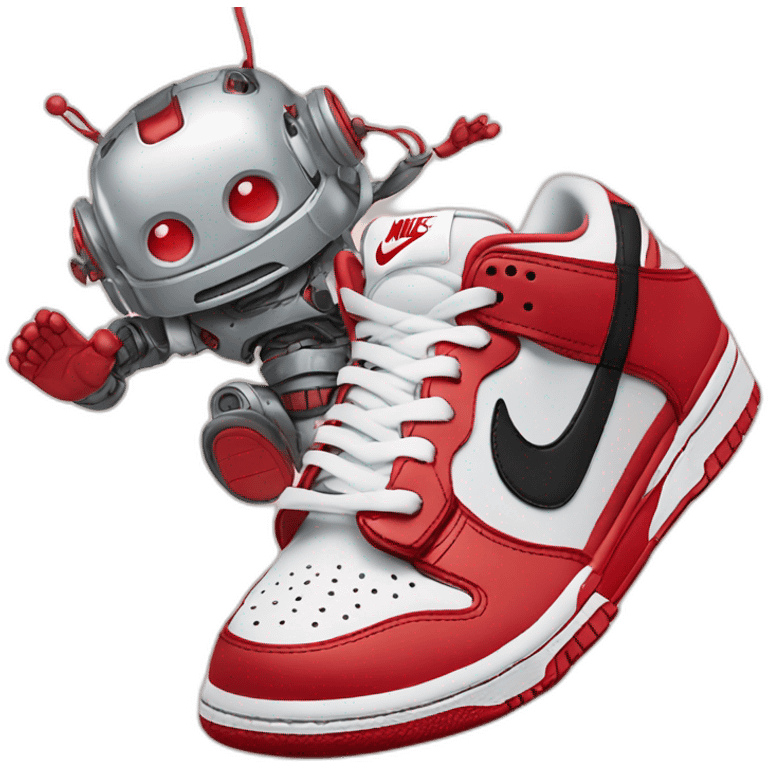 Robot in sneaker Nike dunk low red emoji