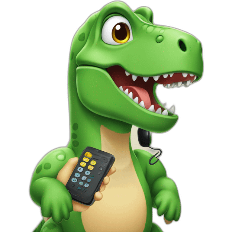 Dinosaure qui parle au téléphone emoji