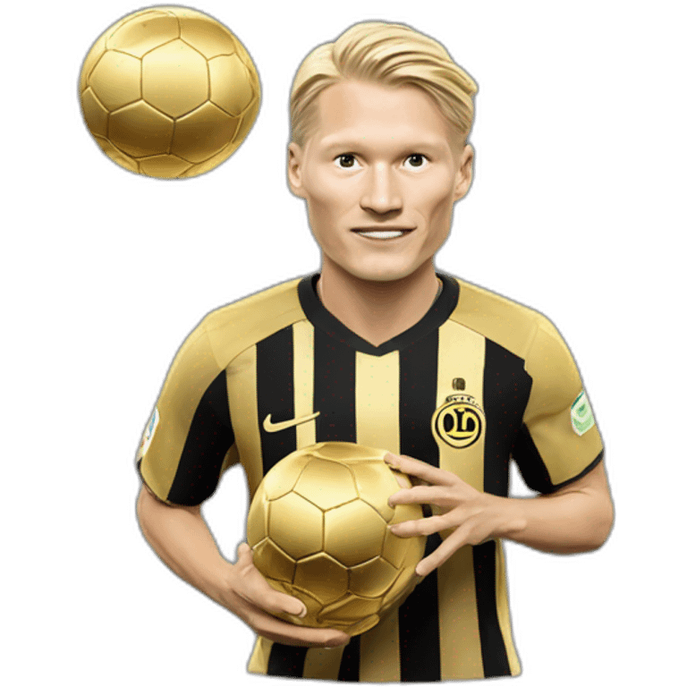 Haaland avec le ballon d'or emoji