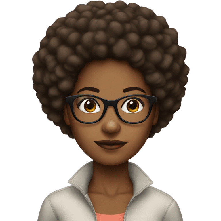 brownskin black girl with afro and glasses emoji