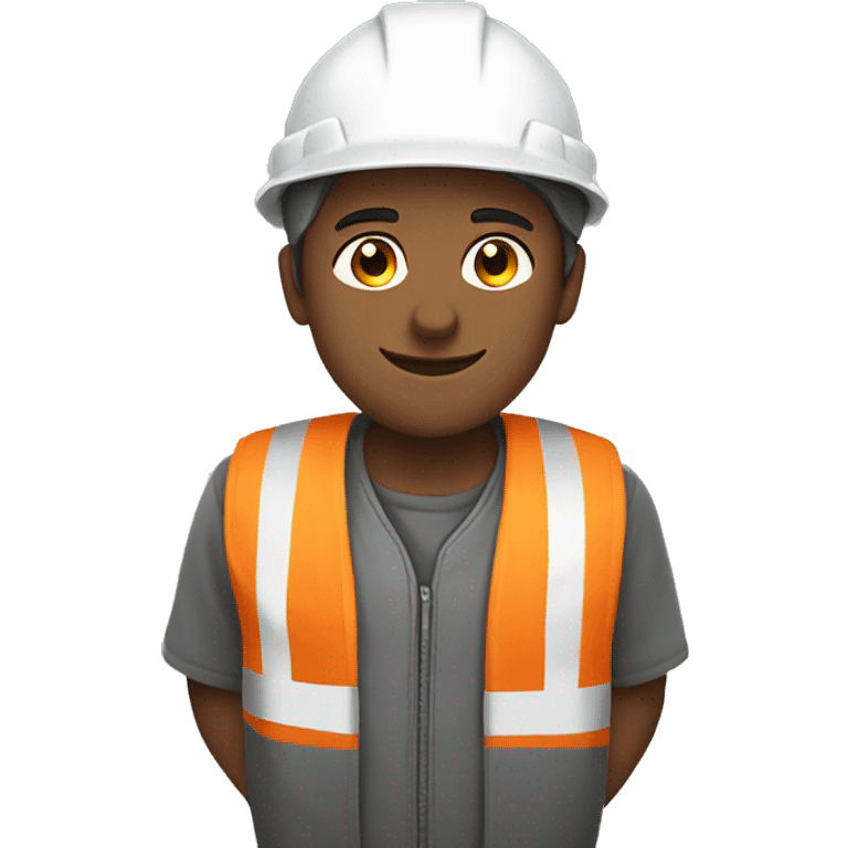 boy wearing grey hard hat and orange vest emoji