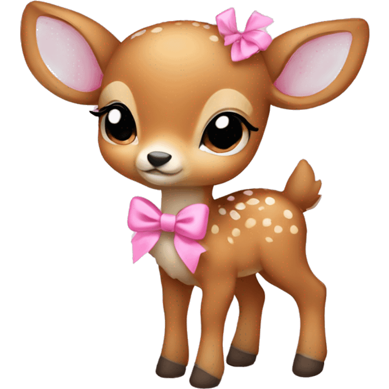 Baby deer wearing pink bow  emoji