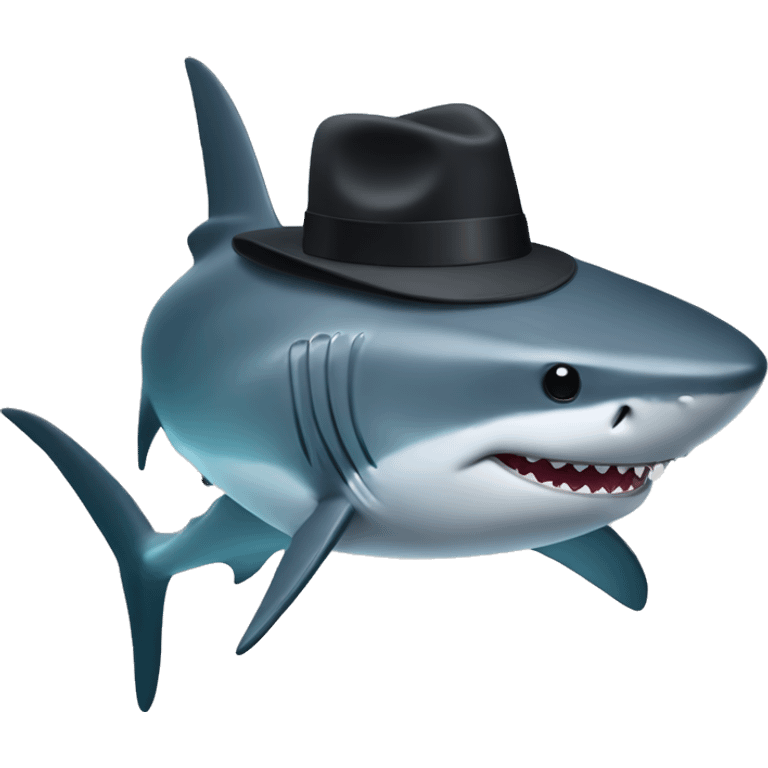 Un jolie Requin avec un chapeau noir  emoji