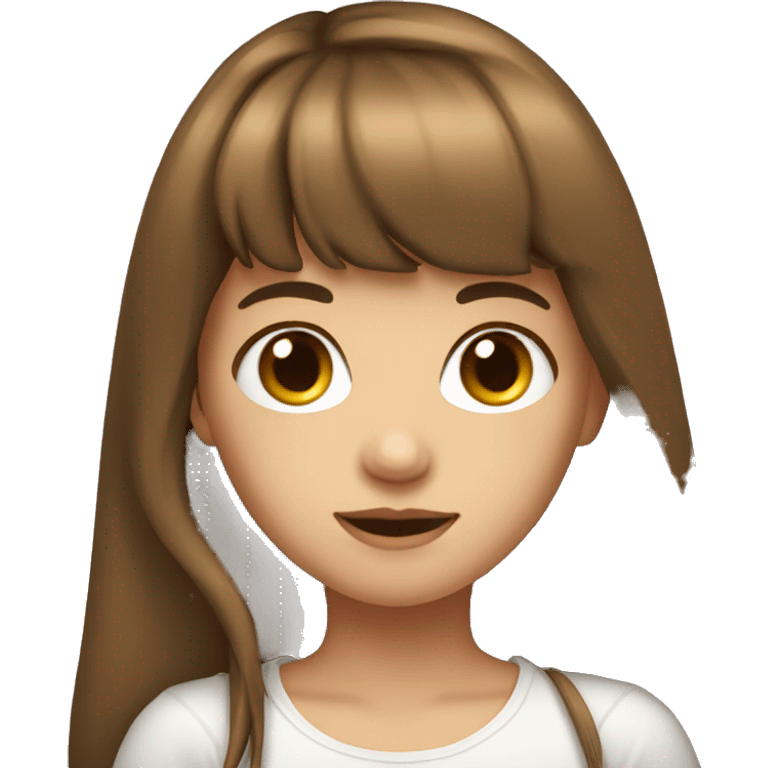 Girl with long brown hair- with bangs- with gauges  emoji