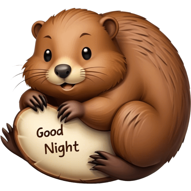 Beaver with inscription good night  emoji