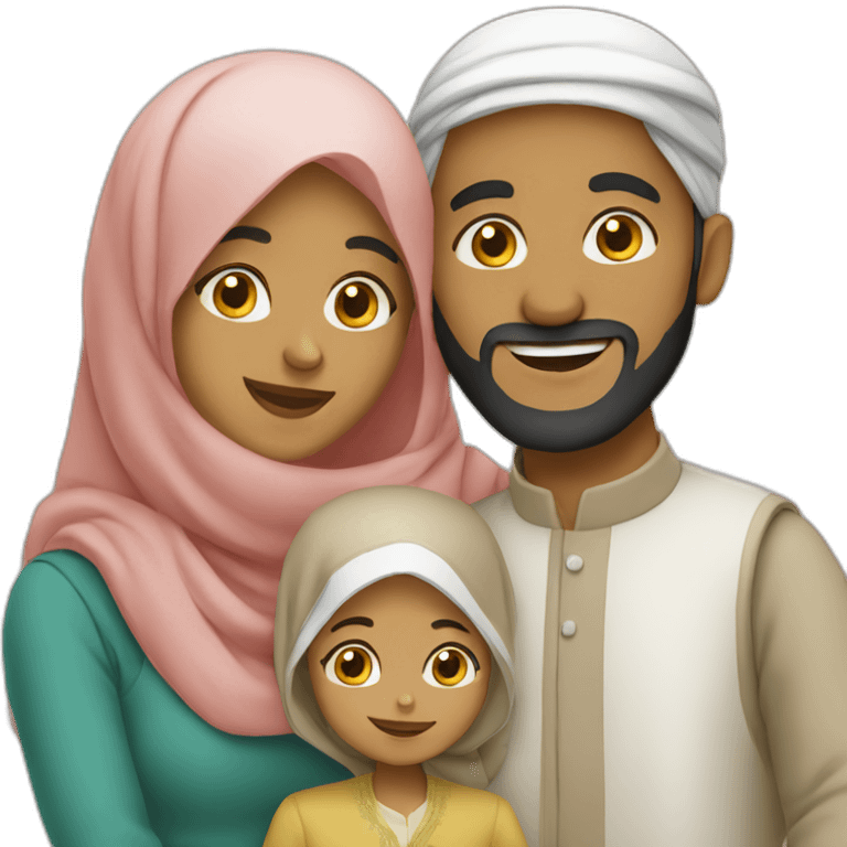 muslim family taking picture emoji