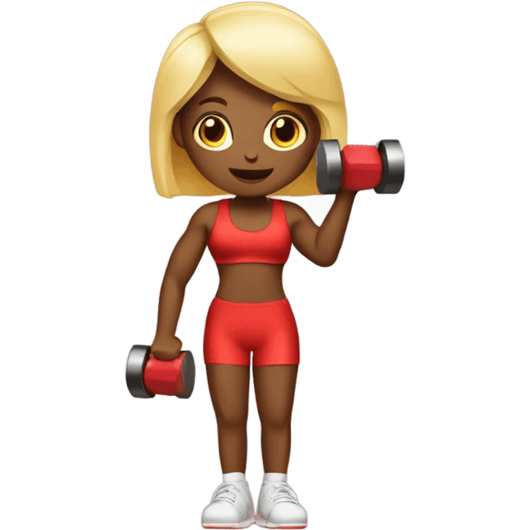 Red gym girl with dumbells emoji