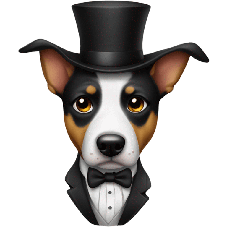 Sad cattle dog in tuxedo emoji