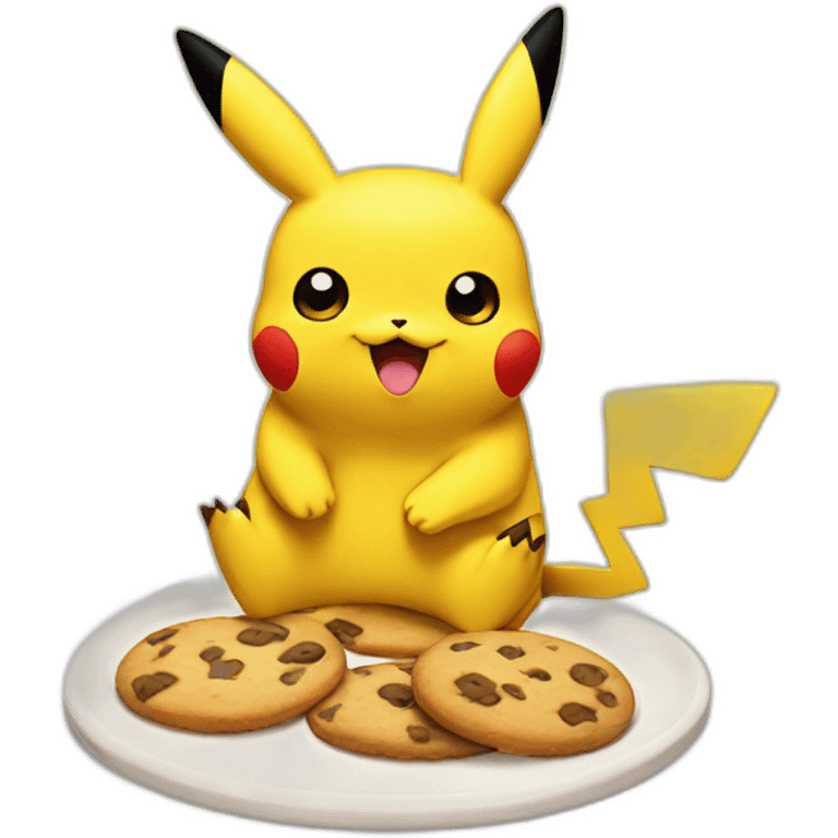 Pikachu eats cookies emoji