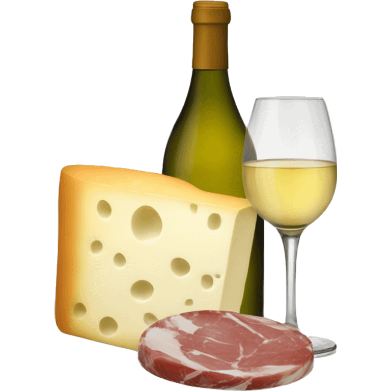 verre de vin blanc, de la charcuterie et du fromage emoji