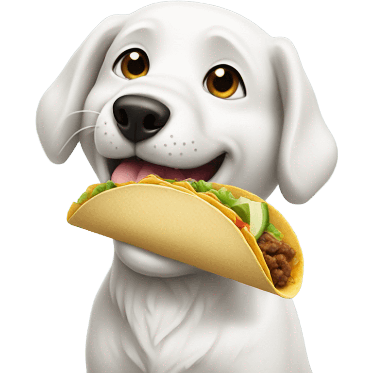 white dog eating a taco emoji