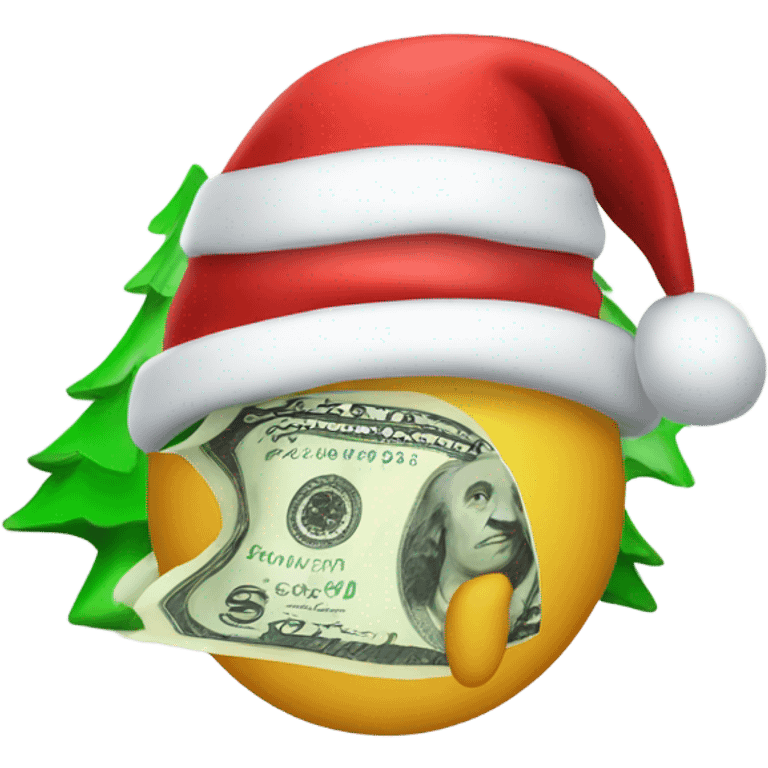 Send dollar with a Christmas hat emoji