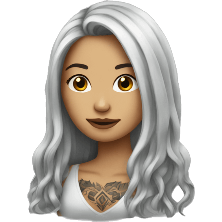 tattooed woman very attractive long hair emoji