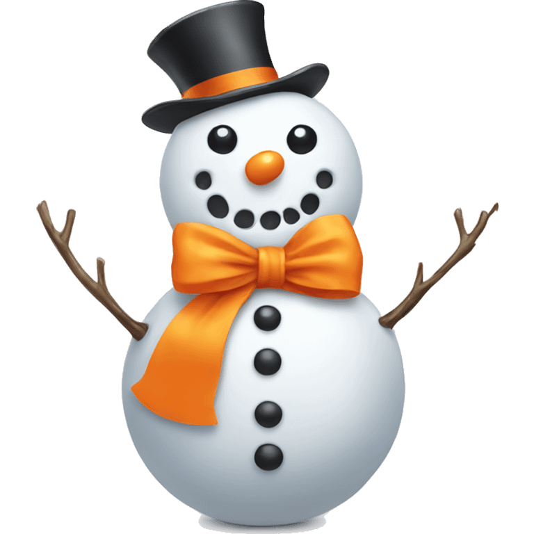 Snowman with a orange bow emoji