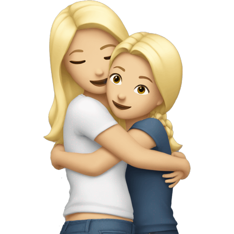 two blonde girlfriends hugging emoji